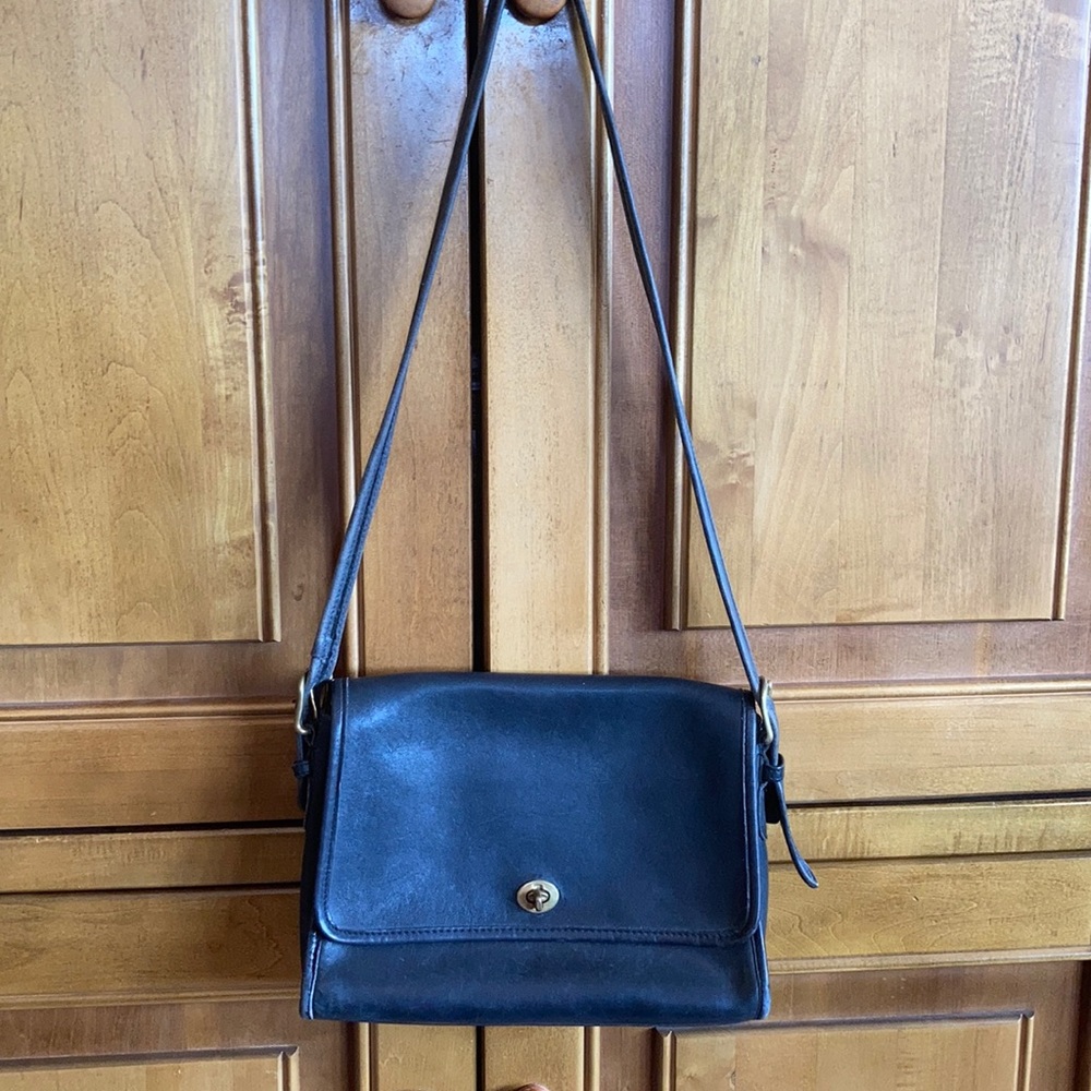 Antique black Coach cross-body purse